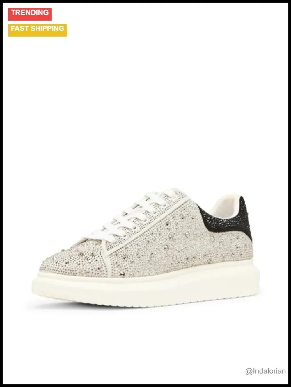 Rhinestone Fashion Sneakers Lace-Up Low Top
